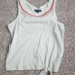 Kids grey tank top with tie and design